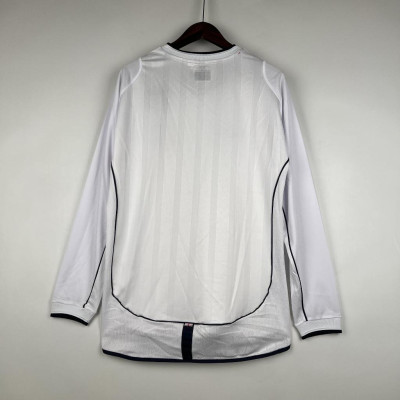 Áo Bóng Đá Retro Tuyển Anh 2002 Dài Tay - Sân Nhà bản cao cấp vải Cotton Polyester