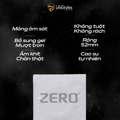Bao Cao Su LifeStyles ZERO Cao Cấp Siêu Mỏng Tuyệt Đối, Dẻo Dai  - Hộp 12 bao