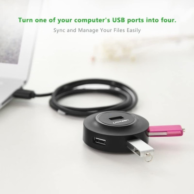 Hub USB 2.0 UGREEN CR106 - 4 cổng tốc độ cao, Bảo hành 18 tháng  - Hàng chính hãng