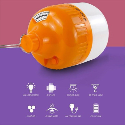 Bóng Đèn Tích Điện Công Xuất 40W 100W 150W Bóng Đèn Led Tích Điện Chống Nước Sạc USB Siêu Sáng Có Móc Treo Thông Minh