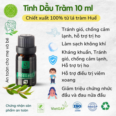 Tinh dầu Tràm Huế NEO- Tinh dầu tràm cho bé- Chuẩn OCOP 4 SAO- Chuẩn VietGAP-10ml