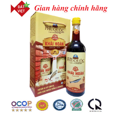 Nước mắm Khải Hoàn Phú Quốc 40-43 độ đạm Xách 2 chai thủy tinh 520ml