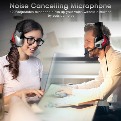 Tai nghe chơi game ONIKUMA K5 PRO có micrô PC Gamer,âm thanh nổi 3,5 mm chống ồn  - Màu đỏ