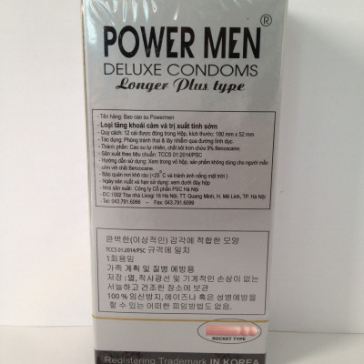 Combo 2 Hộp Bao Cao Su Gai Kéo Dài Power Men Cá Ngựa Xám Longer Plus Type + BCS Siêu Mỏng Chống Xuất Tinh Sớm Power Men 0.03 Invi - Tặng Kèm Gel Nhật- Che Tên Sản Phẩm