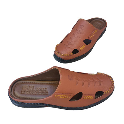 Dép Bít Mũi Nam Da Bò Thật TiTi ĐÔ Cao Cấp GSB20106d