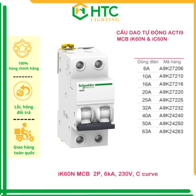 [Hàng chính hãng Schneider Electric] Cầu dao / Aptomat tự động  MCB Acti9 IK60N 2P 6kA 230V