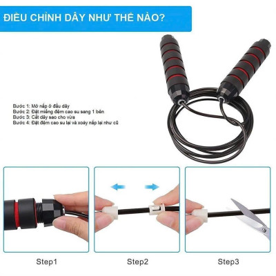Dây Nhảy Lõi Thép Thể Lực Tập Thể Dục, Thể Thao, MUAY BOXING KICKBOXING 2,7m Siêu Bền Chỉnh Được Độ Dài