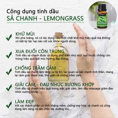 Tinh dầu Xông phòng gồm Combo 3 lọ tinh dầu cao cấp: tinh dầu Sả chanh (10ml) + tinh dầu Oải hương (10ml) + tinh dầu Cam tươi (10ml) Vemoda