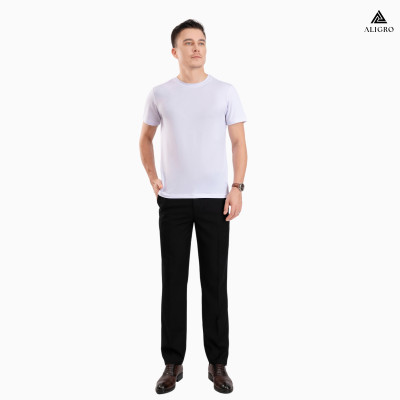 Áo phông nam ngắn tay ALIGRO chất vải cotton ô chấm màu trắng năng động ALGAPC073