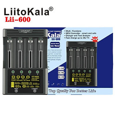 Bộ sạc pin LiitoKala lii-600 Li-ion-3.7V Ni-MH1.2V 4 khe cắm