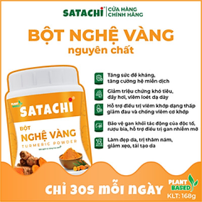 Bột Nghệ Vàng nguyên chất SATACHI. Tăng cường miễn dịch, sức khỏe tim mạch, ngủ ngon. Hộp 128g