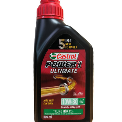 Combo 2 sản phẩm dầu nhớt động cơ cao cấp và dầu hộp số (dầu Lap) cho xe ga (Castrol Power1 Ultimate scooter 0,8L và Castrol scooter gear oil)