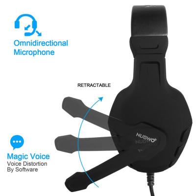  Tai nghe chơi game NUBWO U3  âm thanh nổi 3,5 mm trên tai nghe có micrô cho PS4 PC 