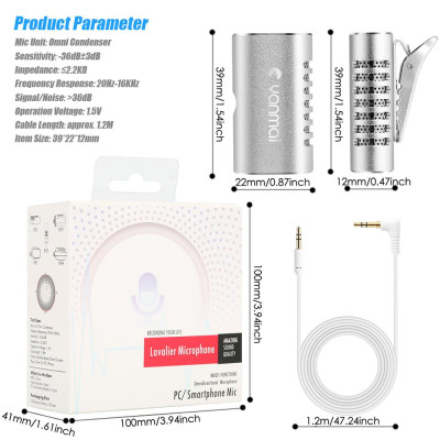 Micrô tụ điện đa hướng Yanmai, thiết kế nhỏ gọn được thiết kế đặc biệt để ghi âm,phù hợp với máy tính, laptop, smartphone hoặc các thiết bị thu âm khác. 