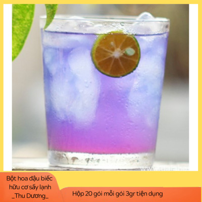 Bột HOA ĐẬU BIẾC hữu cơ sấy lạnh Dalahouse - Hộp 20 gói 3gr tiện lợi - Giảm căng thẳng mệt mỏi, hỗ trợ chống ô xy hóa, tốt cho mắt và giúp cho giấc ngủ sâu 