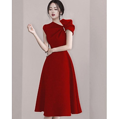 Đầm xòe nhún vai kết hạt trai thời trang a b c