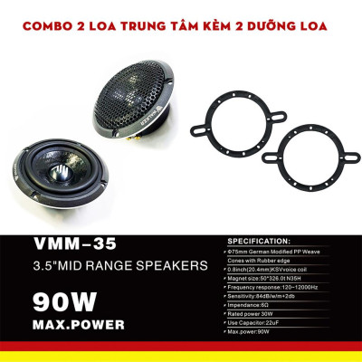 Combo Loa Trung tâm kèm dưỡng loa phù hợp xe Elantra, Ford Everest, Toyota Cross chất âm ấm, đế thấp