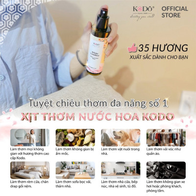 Chai Xịt Đa Năng Hương Thơm Nước Hoa KODO Room & Fabric Spray 2in1 Tiện Dụng Khử Mùi Phòng, Quần Áo, Xe Hơi