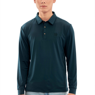 Áo thun nam dài tay ALIGRO chất cotton thấm hút mồ hôi, mềm mại màu xanh cổ vịt ALGAPD052