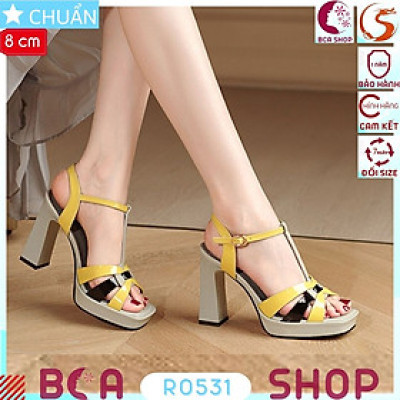 Giày cao gót nữ 8p RO531 ROSATA tại BCASHOP hở mũi, phối màu sành điệu dành cho giới thượng lưu