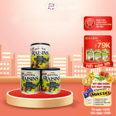 Nho khô Sunview Raisins Mỹ không hạt 3 màu giàu Vitamin khoáng chất, tốt cho tim mạch (425g/hộp) - QuaTangMe Extaste