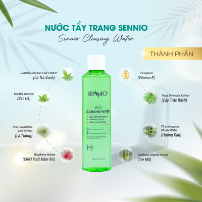 Nước tẩy trang không cồn Sennio Cleansing Water làm sạch sâu phù hợp với mọi làm da 200ml SNO 836