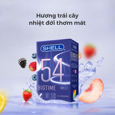 Bao cao su Shell Bigtime - Size 54mm, siêu mỏng, chống tuột, kéo dài thời gian - Hộp 10 cái | SHELL CHÍNH HÃNG