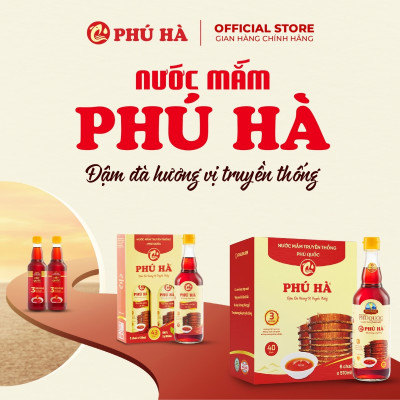 Nước mắm Phú Quốc Chỉ Dẫn Địa Lý Phú Hà 40 độ đạm - Hộp 6 chai 510ml