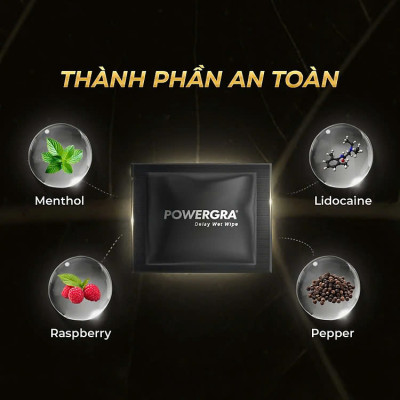 Khăn lau mini đa năng hỗ trợ nam giới Powergra Wet Wipes - Hộp 10 cái