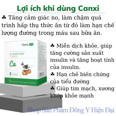 Canxi giúp điều hòa đường huyết - Thiên Sư. TPBVSK Ca - Blood Sugar - Thiên Sư. Ổn định đường huyết, phòng biến chứng tiêu đường.