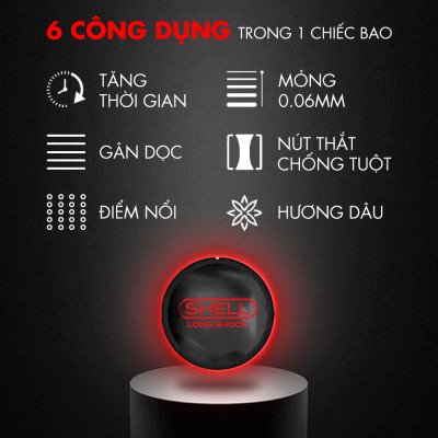 Bao cao su Shell Performax 6 in 1 kéo dài thời gian - Hộp 3 cái | SHELL CHÍNH HÃNG