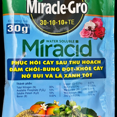 Phân bón lá NPK MIRACLE GRO 30-10-10, phục hổi cây sau thu hoạch, đâm chổi, bung đọt, khoẻ cây, nở bụi, xánh lá tốt