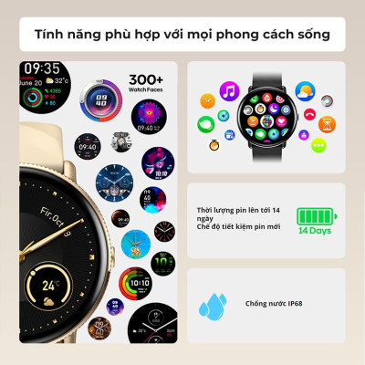 Đồng Hồ Thông Minh Zeblaze GTR 3 Pro - Màn hình Amoled 1.43 Inch - Cuộc Gọi Bluetooth - Viền Kim Loại - Full Tiếng Việt - Hàng Chính Hãng