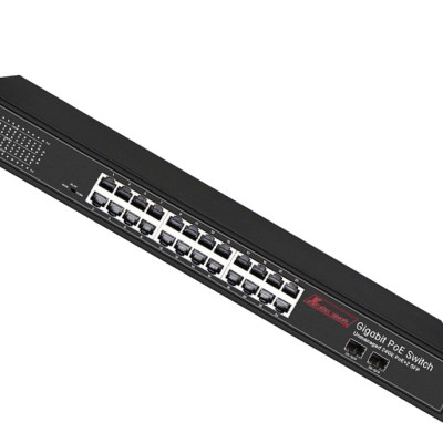 Bộ chuyển mạch 26 port unmanaged Gigabit Ethernet switch, 24 port Gigabit PoE, 2 SFP, 400W power supply - Xmethod Network - Hàng chính hãng 