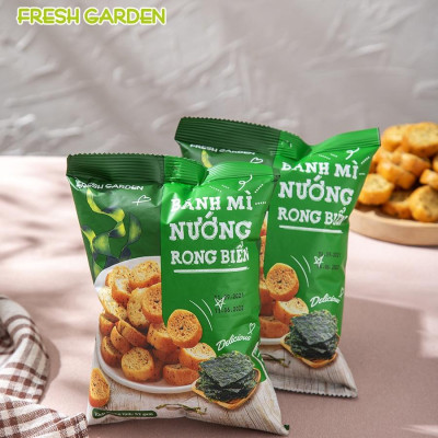 Set 6 Gói Snack Bánh Mì Nướng Rong Biển FRESHGARDEN Siêu Ngon Giòn Rụm Dinh Dưỡng Gói 52g