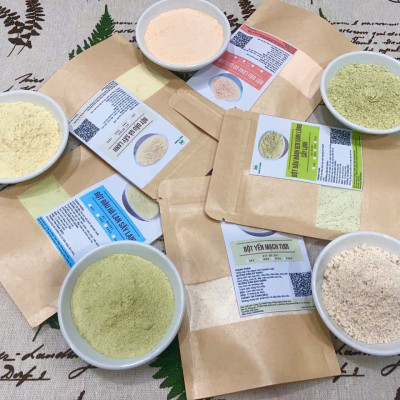 Combo 5 loại bột sấy lạnh: bột đậu gà, bột đậu lăng đỏ, bột đậu hà lan, bột đậu nành đen xanh lòng, bột yến mạch tươi nguyên chất, siêu mịn, không biến đổi gen (mỗi gói 100g)