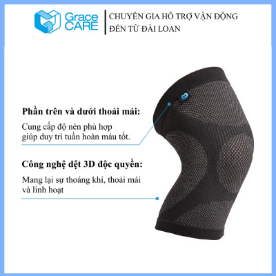 Đai Bó Cố Định Đầu Gối Grace Care KD320 – Vải Dệt 3D Thoáng Khí, Co Giãn, Hỗ Trợ Vận Động, Giảm Đau