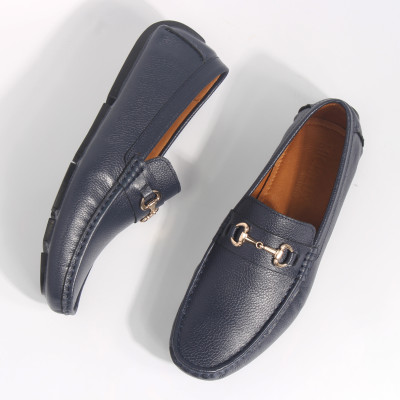 Giày MICHILUX Da Bò Thật Chính Hãng Horse Bit Moccasin CIEHM Màu Xanh Navy