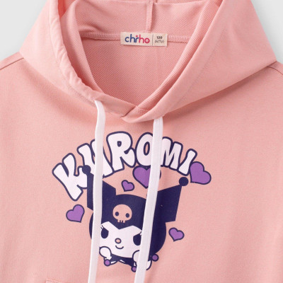 Áo Hoodie áo nỉ có mũ bé gái in hình kuromi Chiho size 120-150 cm chất nỉ da cá mềm đẹp GDH401R