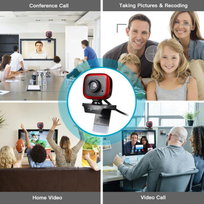 HXSJ A849 USB Web Camera 480P Computer Camera Manual Focus Webcam with Sound-absorbing Microphone for PC Laptop