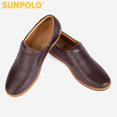 Giày Mọi Nam Da Bò SUNPOLO SUMU01 - Nâu