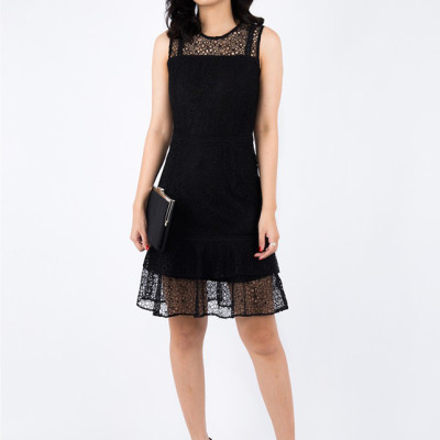 Đầm Ôm Ren Đuôi Cá De Leah -  Đen