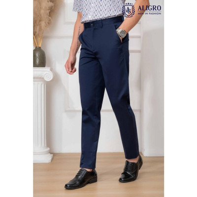 Quần kaki nam Aligro form slimfit màu xanh cẩm, chất liệu kaki cotton mềm, chuẩn form, co giãn nhẹ, tôn dáng  ALGK071