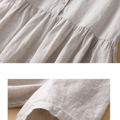 Đầm suông hè nữ  cổ trụ linen tay ngắn chất đũi mềm mát, thời trang Haint Boutique Da158