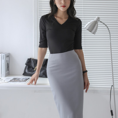 De Leah - Áo Body Cổ V - Xanh Dương