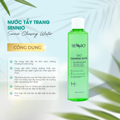Nước tẩy trang không cồn Sennio Cleansing Water làm sạch sâu phù hợp với mọi làm da 200ml SNO 836
