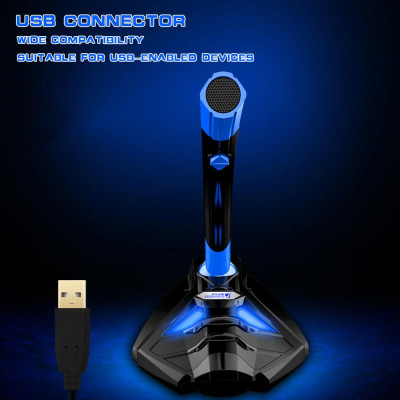  Chân đế micrô COOL COLD USB Powered Plug and Play để bàn có thể điều chỉnh với nắp đậy, có Đèn LED cho máy tính