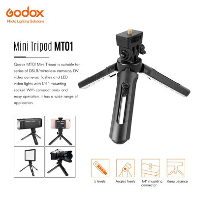 Chân đế gấp ba chân mini Godox MT01 để bàn có vít gắn 1/4 "5 mức có thể điều chỉnh cho Godox AD200 Godox A1
