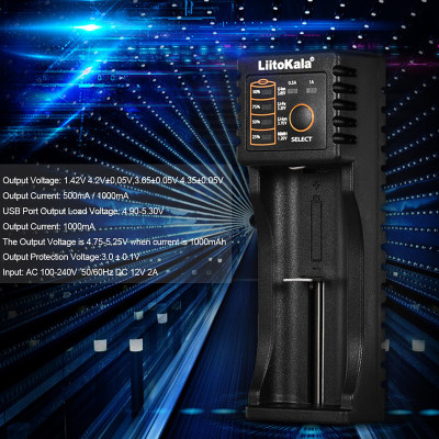 Bộ sạc pin LiitoKala Lii-100 cho 1.2V / 3.7V / 3.2V / 3.85V AA / AAA 18350/10440/14500/16340 NiMH Lithium có thể sạc lại