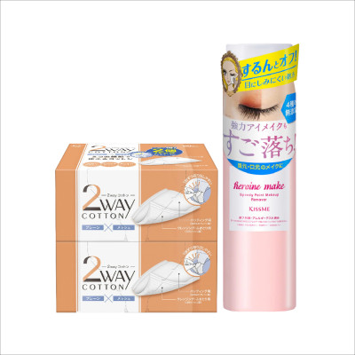 Combo Bông Tẩy Trang Cotton Labo Và Nước Tẩy Trang Nhanh Cho Vùng Mắt Kissme (120 mL)